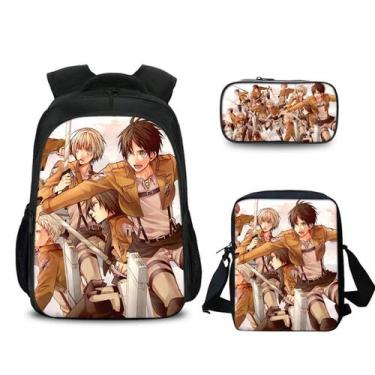 Imagem de Conjunto de mochilas escolares Attacks Titans Levi, 3 unidades para cr