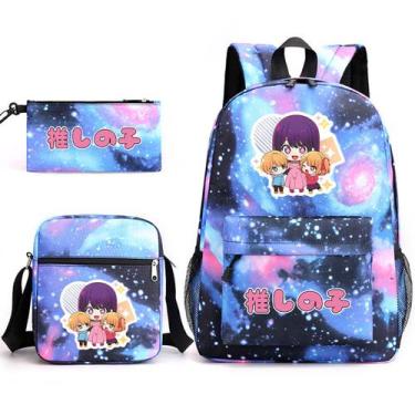 Imagem de Conjunto de mochilas Oshis No Ko Hoshinos Ai Cartoon Kids School x3 - 