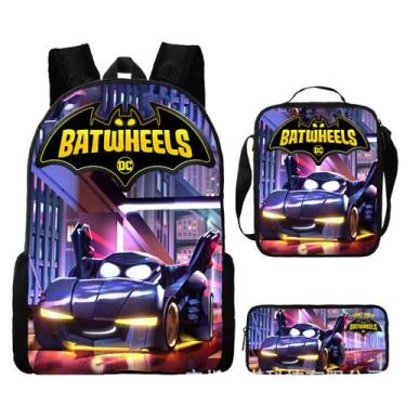 Imagem de Conjunto de mochilas Batwheels Anime de 3 peças para crianças e escola