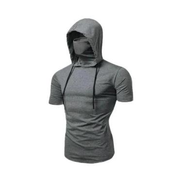 Imagem de Moletom Masculino Fino De Manga Curta Com Capuz E Máscara, Casual Para