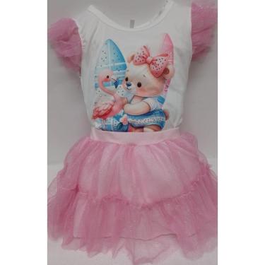Imagem de Conjunto Tule Blusa Shorts Saia Menina Verão LessaKids B9440-Feminino