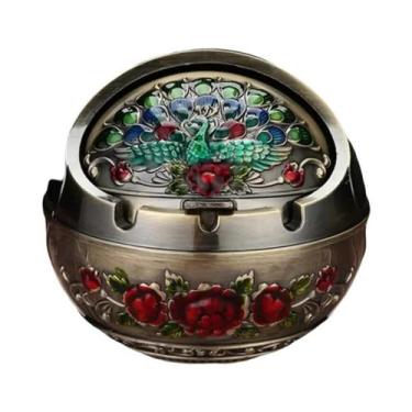 Imagem de Cinzeiro De Metal Vintage À Prova De Vento Portátil Com Tampa, Ornamen