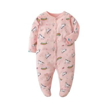 Imagem de Macacão De Algodão Macio Para Bebês Meninas E Meninos Com Mangas Longa