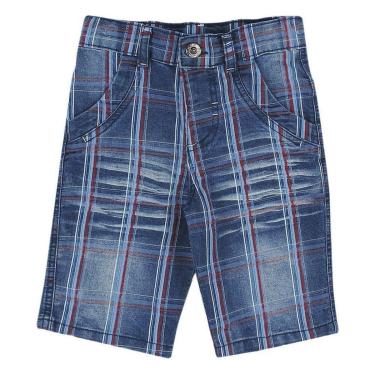 Imagem de Shorts Look Jeans Xadrez Jeans Masculino-Masculino