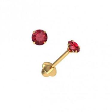 Imagem de Brinco De Ouro 18k Pedra Infantil 2 Furo Recém Nascido 3mm - Aea Joias