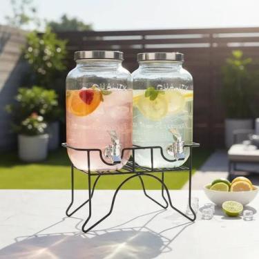 Imagem de Suqueira Dupla Vidro 10 Litros C/ Suporte Hotel Pousada Suco - Yeet