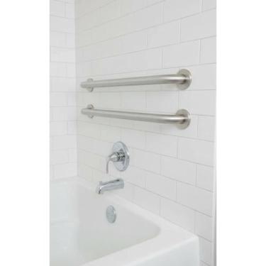 Imagem de 2 Barras Apoio Banheiro 60cm Segurança Prata Anti-Queda - Congratulati