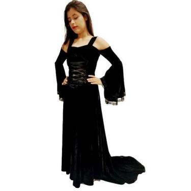 Imagem de Vestido medieval mangas longas com renda e corpete renascença - Prince