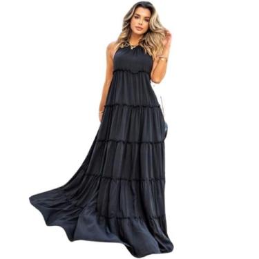 Imagem de Vestido Longo Frente Unica, Moda Verão estilo Blogueira casual festas 