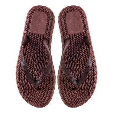 Imagem de Chinelo Sandalia Feminina Tranças Confortavel Elegante Vinho-Feminino