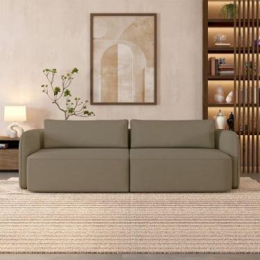 Imagem de Sofá Living Sala de Estar Abel 220cm Bipartido pés de Madeira Veludo C