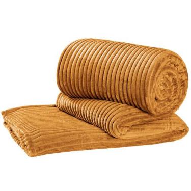 Imagem de Cobertor Napoli Queen Manta Canelada Luxo - Mostarda - Casa Scarpa