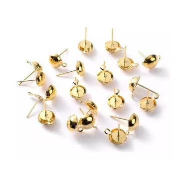 Imagem de Base para Brinco Meia Bola 6mm Dourada com 100 unidades - LNS