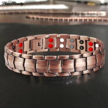 Imagem de Bracelete Masculino Magnético Cobre Melhora Concentração