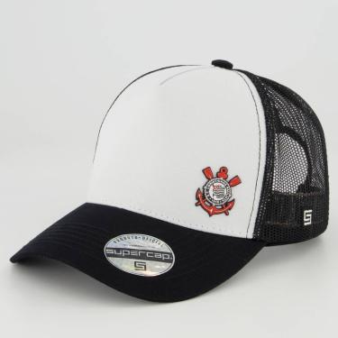 Imagem de Boné Corinthians Trucker Branco e Preto-Unissex