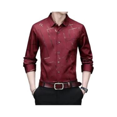 Imagem de Camisa Casual Masculina De Manga Longa Estampada, Não Precisa Passar, 