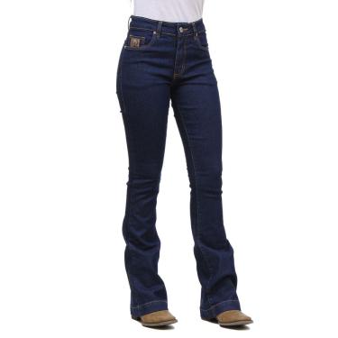 Imagem de Calça Jeans Feminina Flare Azul Escuro com Elastano Os Vaqueiros 32567