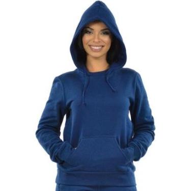 Imagem de Moletom Agasalho Feminino Blusão Roupa de Frio Bolso e Capuz-Feminino