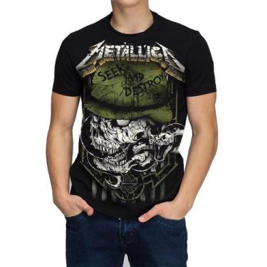 Imagem de Camiseta Camisa Banda Rock Metallica Skull Caveira Masculina Algodao P