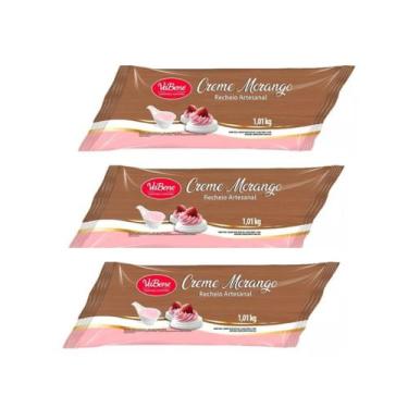 Imagem de Kit C/3 Recheio Creme De Morango 1,01kg Vabene