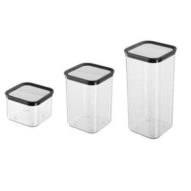Imagem de Conjunto de Potes Herméticos Conjunto 3 Potes em Plástico PP com Vedaç