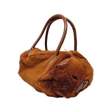 Imagem de Bolsa de Pelúcia Capivara para Crianças com Alça e Toque Macio Marrom BBR Toys