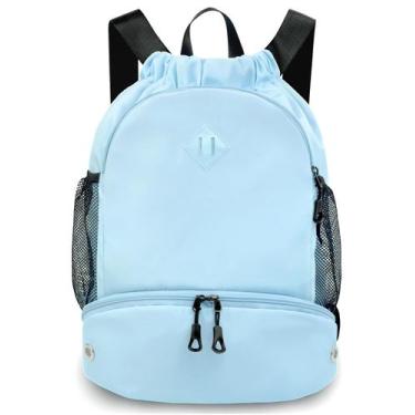 Imagem de Mochila Saco RHDZO para Gimnasio con Compartimento para Zapatos Azul