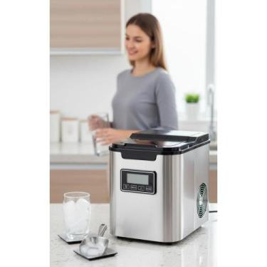 Imagem de Máquina de Gelo Inox 12kg/dia - 3 Tamanhos, Silenciosa - Congratulatio