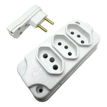Imagem de Kit Tomada Régua Para Extensão Tripla 2p 10a E 20a + Plugue Pino Macho