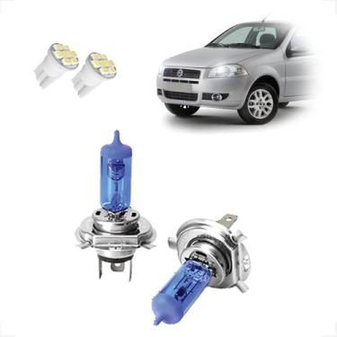 Imagem de Kit de Lâmpadas Halógenas Super Branca Farol Alto Baixo H4 Palio 2012 
