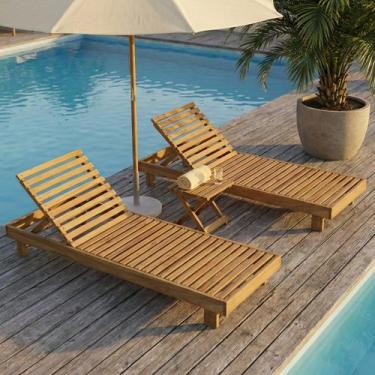 Imagem de Conjunto Piscina Espreguiçadeira Maju e Banquinho Ibira Madeira Maciça