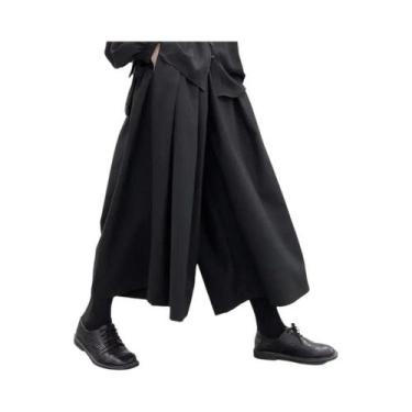 Imagem de Calças Masculinas Góticas Estilo Dark De Perna Larga, Cintura Alta, Cr