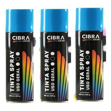 Imagem de Kit 3 Tinta Spray Uso Geral Azul Claro 400ml Cibra