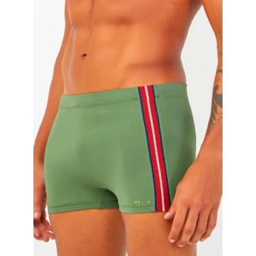 Imagem de Sunga Boxer Acquario 685.402 Masculina Listra Lateral FPS 50 Microfibr