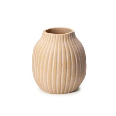 Imagem de Vaso terracota em ceramica riscado com detalhes branco p - Mart