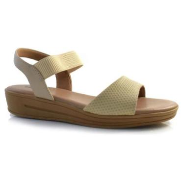 Imagem de Sandália Anabela Couro Usaflex Blush MM0701011 - Creme, 35