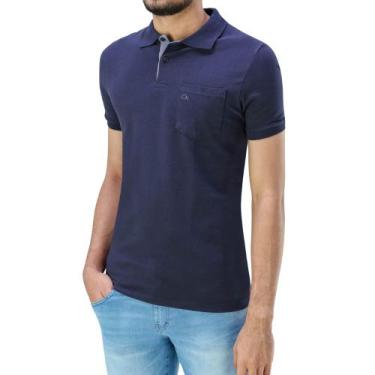 Imagem de Camisa Polo Ogochi Manga Curta Essencial Slim com Bolso, Azul, P