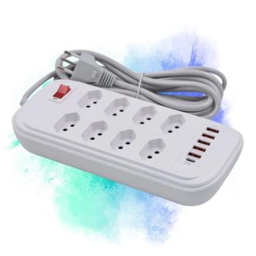 Imagem de Filtro de Linha, Extensão Elétrica 8T, 5 USB, 1 USB-C, 5m - Altomex, B