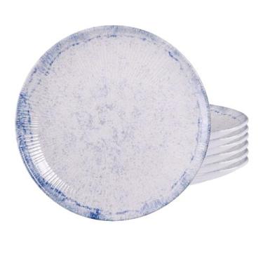 Imagem de Jogo De Pratos Rasos 28cm Kit 6 Peças Maragogi Porcelana Decorado Tram
