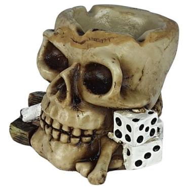 Imagem de Cinzeiro De Resina Cranio Jogador Dados - Decore Casa