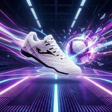 Imagem de Chuteira Futsal Joma Maxima Indoor Original Lançamento, Branco, Roxo, 