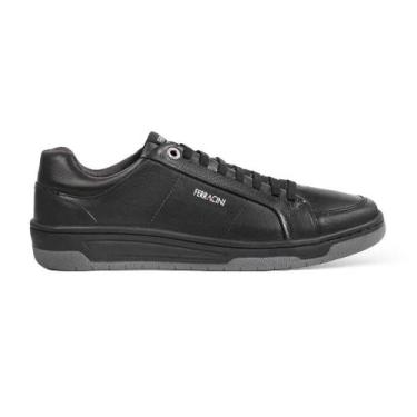 Imagem de Tenis Sapatênis Ferracini VOX Casual Couro Preto Sola Preta, Preto, 42
