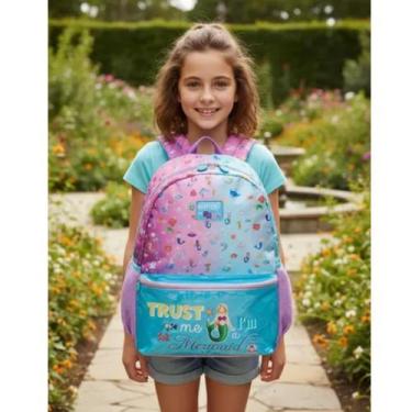 Imagem de Mochila Grande Escola Infantil Costas Reforçada Emoji Sirena - Pacific