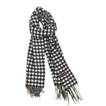 Imagem de Cachecol para frio. Manta. Lenço. - Cashemere, Preto, Branco