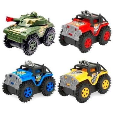 Imagem de Kit 4 Carrinhos Malucos Jeep Cambalhota a Pilha 4x4 Infantil - Fun Gam
