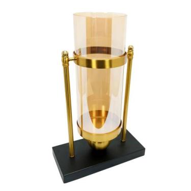 Imagem de Castiçal Decorativo Maior Metal Cristal Base Marmore - LUXdécor
