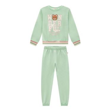 Imagem de Conjunto Infantil Menina Blusão/Calça Moletom Verde Somnii, 4
