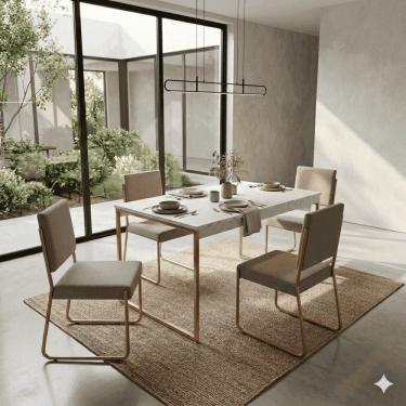 Imagem de Conjunto de Jantar Nero Industrial 110x70 cm com Cadeiras SAKI KLM Store