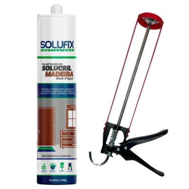 Imagem de Selante Acrílico Madeira Bronze 440g 280ml com Aplicador  - Solufix