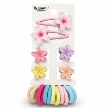 Imagem de Kit Acessórios Para Cabelo Infantil: 2 Presilhas, 4 Piranhas e 10 Elás